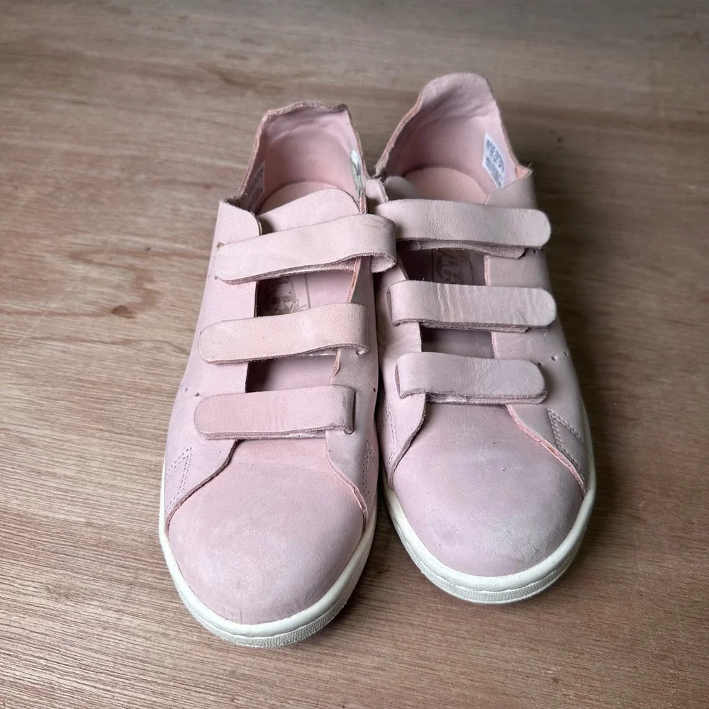Adidas Stan Smith CF Pink Nubuck Leather Triple Strap Sneakers Womens 7
